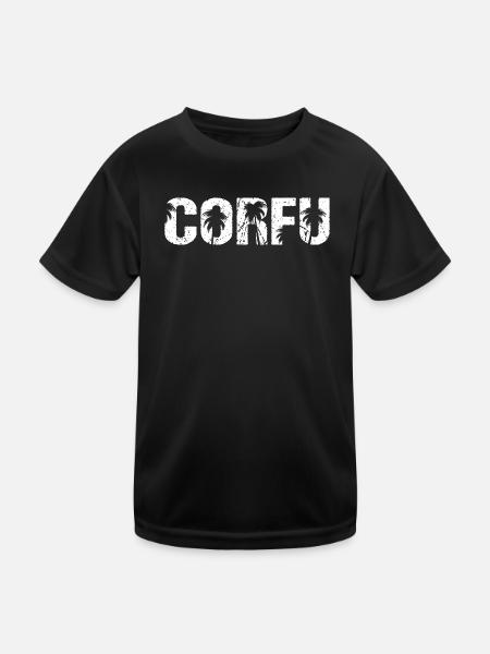 Corfu Greece Palm Trees Corfu Island - Kids Functional T-Shirt - black - Front