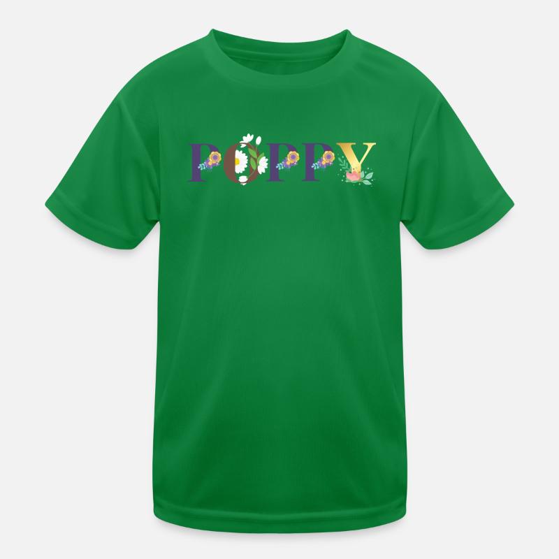 Art du nom du coquelicot avec des fleurs brodées T-shirt sport Enfant