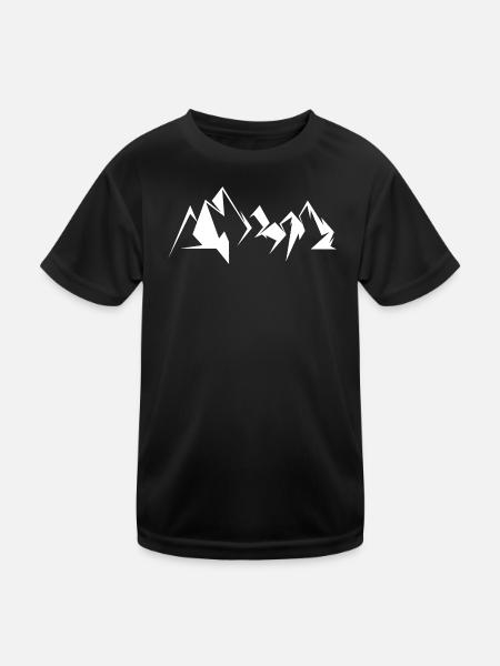 Berg Berge Symbol Illustration Grafik Natur icon - Kinder Funktions-T-Shirt - Schwarz