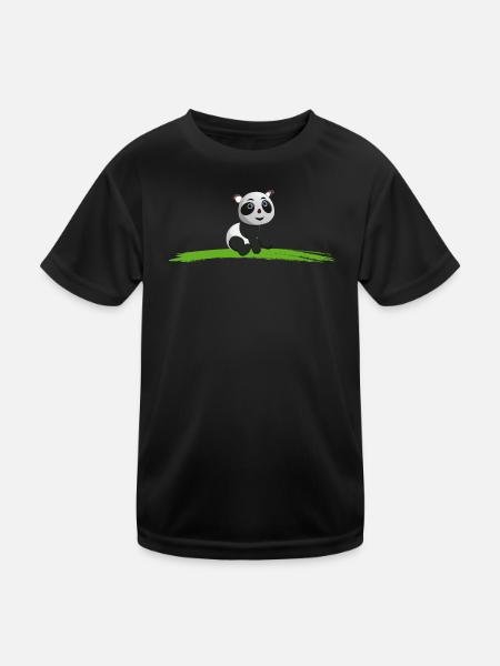 PANDA Baer - Kinder Funktions-T-Shirt - Schwarz - Vorne
