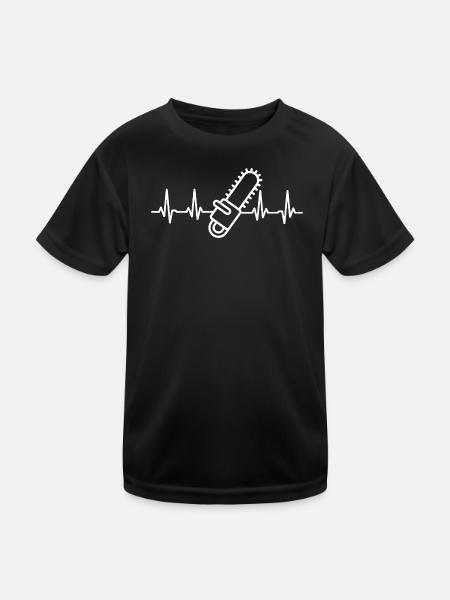 Lumberjack Heartbeat Chainsaw Lumber Logger - Kinder Funktions-T-Shirt - Schwarz - Vorne