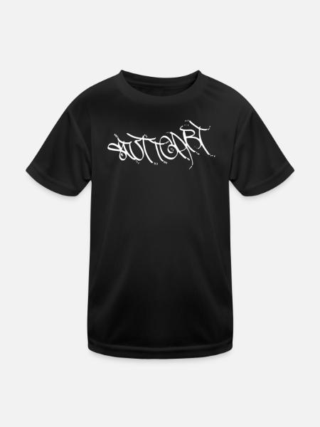 Urban Graffiti Handstyle Stuttgart Souvenir - Kinder Funktions-T-Shirt - Schwarz - Vorne