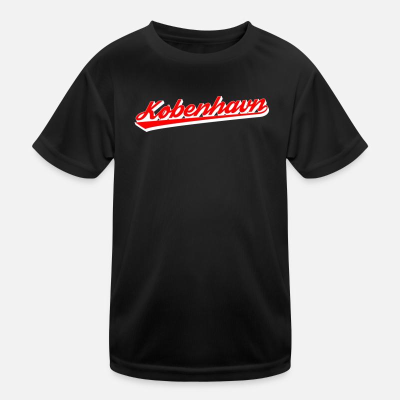 København Script Retro Logo Kinder Funktions-T-Shirt