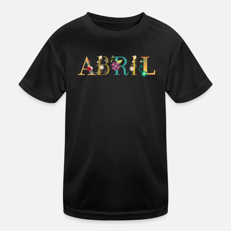 ABRIL Name mit Blumen geschmückt Kinder Funktions-T-Shirt