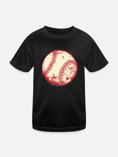 Baseball - Kinder Funktions-T-Shirt - Schwarz - Vorne