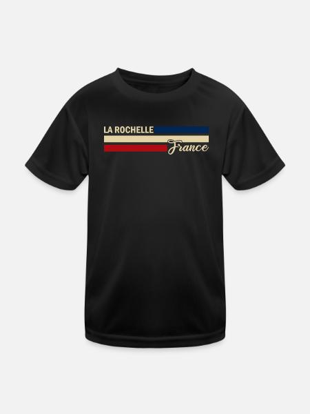 France - La Rochelle - Frankreich - Flagge - Kinder Funktions-T-Shirt - Schwarz - Vorne