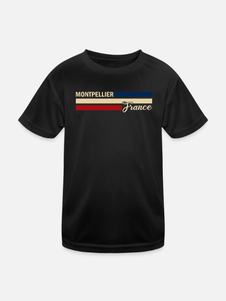 France - Montpellier - Frankreich - Flagge - Kinder Funktions-T-Shirt - Schwarz - Vorne