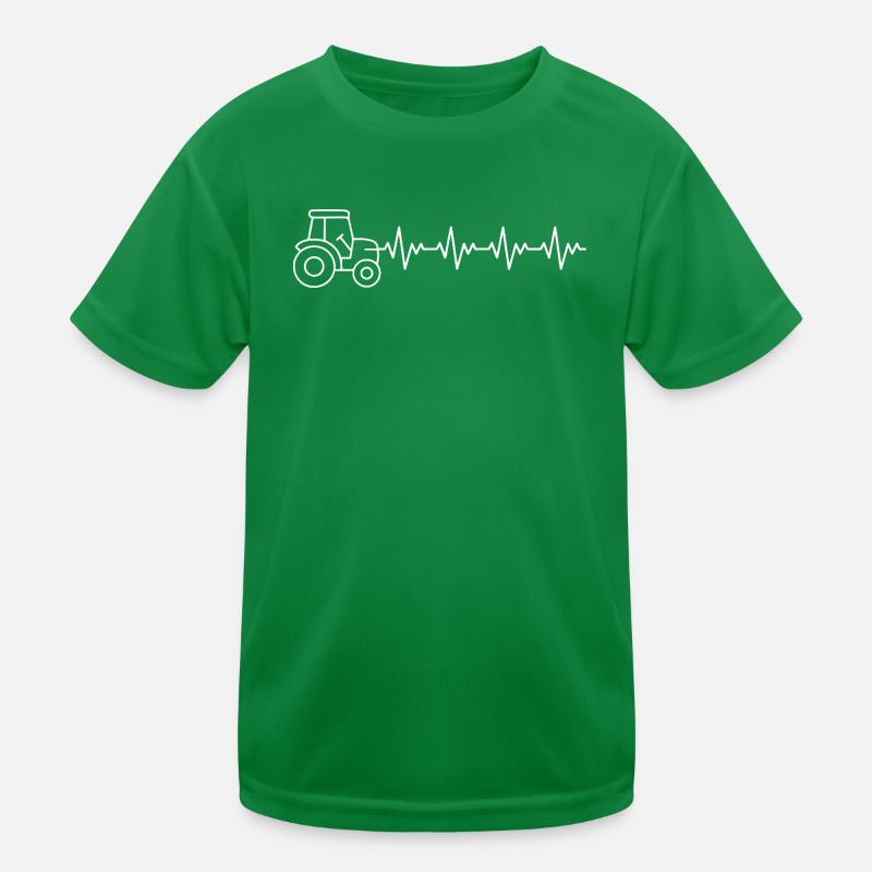 Traktor Bauer EKG Herzschlag Kinder Funktions-T-Shirt