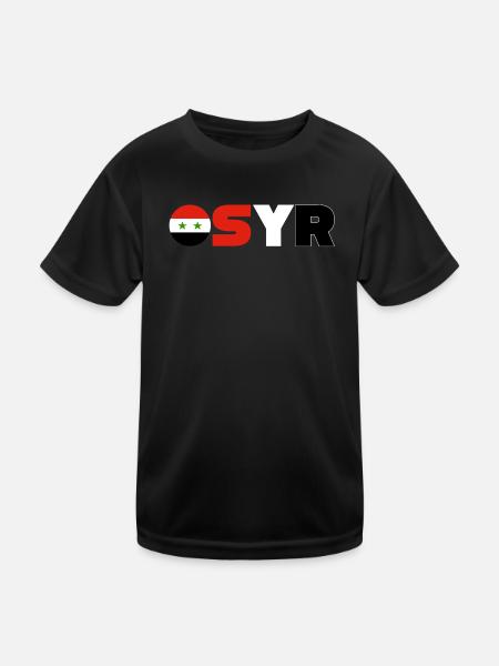 Syrien - Kinder Funktions-T-Shirt - Schwarz - Vorne