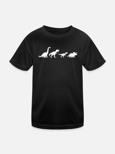 Dino silhouettes in retro style - Kids Functional T-Shirt - black
