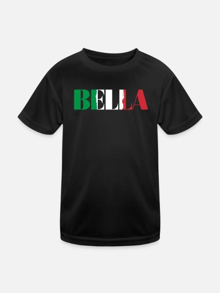 Bella Italia - Kinder Funktions-T-Shirt - Schwarz - Vorne