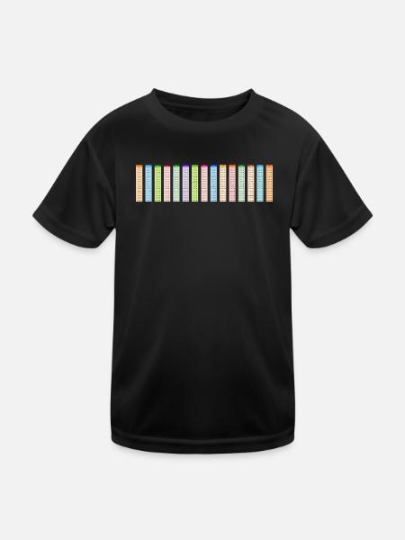 Table de multiplication colorée numérotée 15x15 - T-shirt sport Enfant - noir - Devant