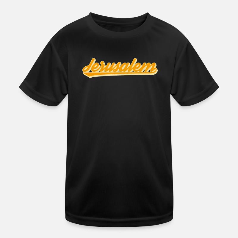 Jerusalem Retro Script Kinder Funktions-T-Shirt
