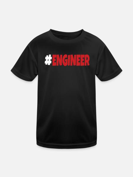 #engineer white and red - Kids Functional T-Shirt - black - Front