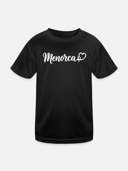 Menorca Herzschlag Spanien - Kinder Funktions-T-Shirt - Schwarz - Vorne