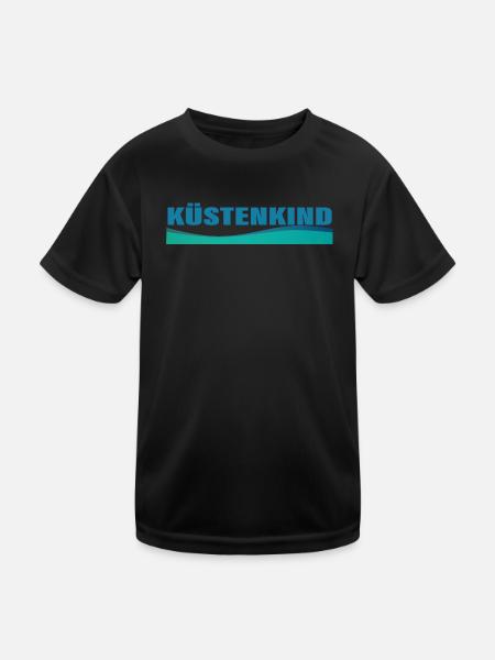 KÜSTENKIND - Kinder Funktions-T-Shirt - Schwarz - Vorne