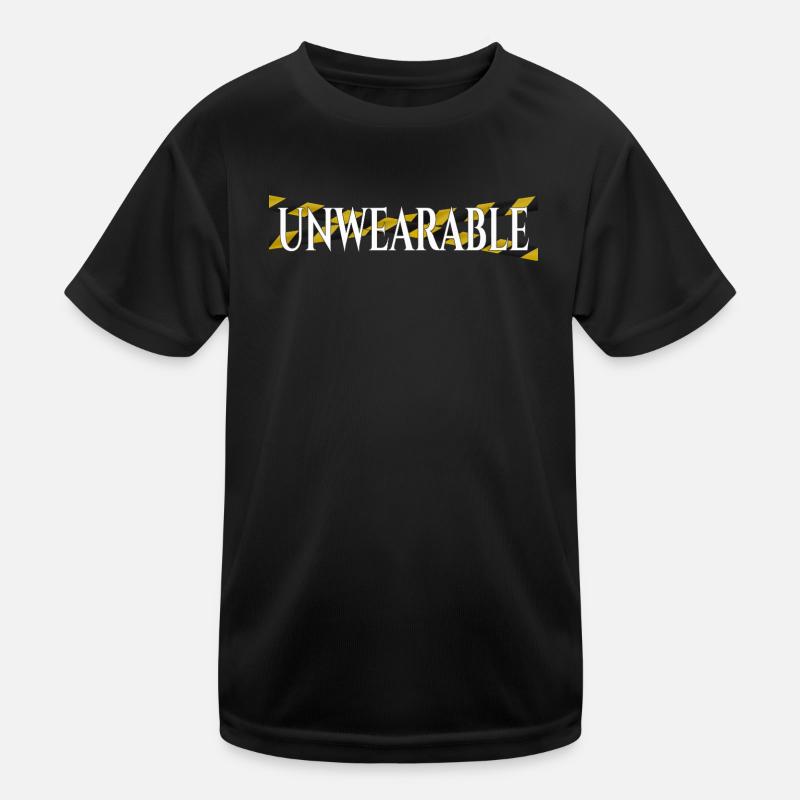 Untragbar – Statement-Design mit Warnband - Kinder Funktions-T-Shirt - Schwarz