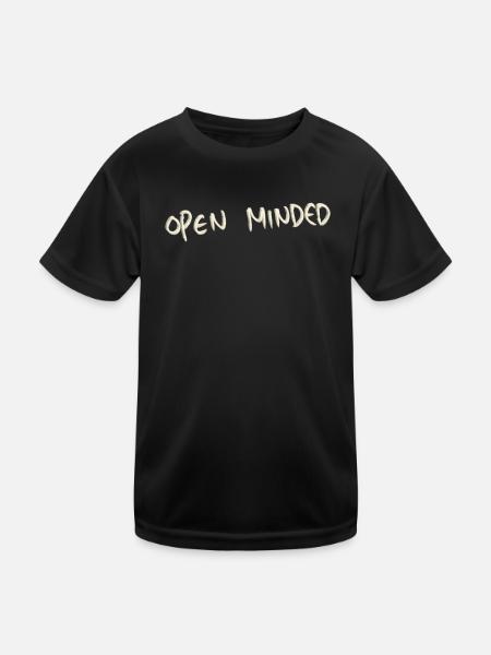 Open minded - Kinder Funktions-T-Shirt - Schwarz - Vorne