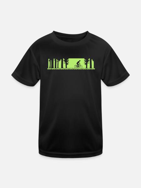 Fahrradtour Waldkette - Minimalistisches Design - Kinder Funktions-T-Shirt - Schwarz - Vorne