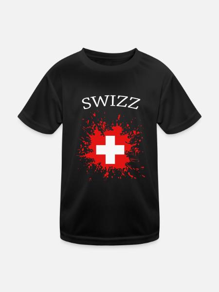 Schweiz Swiss - Kinder Funktions-T-Shirt - Schwarz - Vorne
