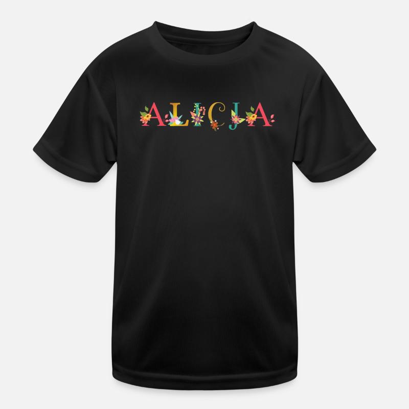 ALICJA name decorated with flowers Kids Functional T-Shirt