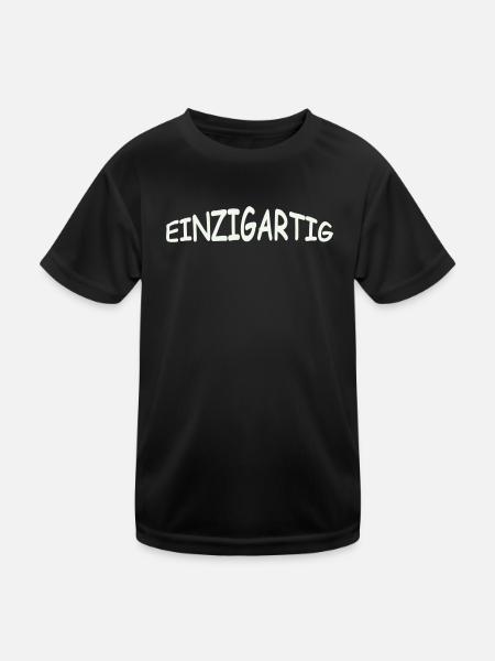 einzigartig- - Kinder Funktions-T-Shirt - Schwarz - Vorne