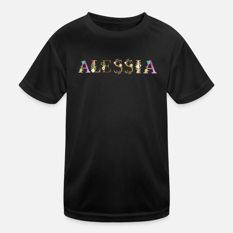 ALESSIA Name mit Blumen geschmückt Kinder Funktions-T-Shirt