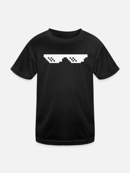 Pixel sunglasses - Kids Functional T-Shirt - black - Front