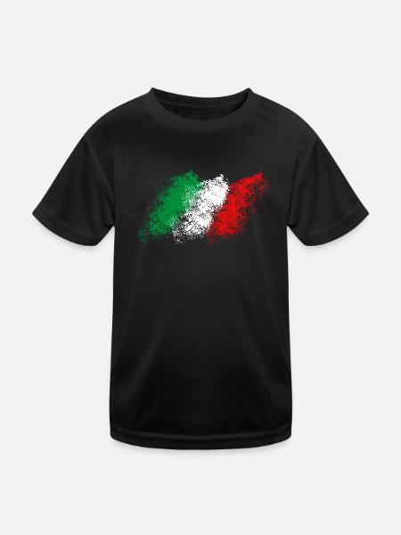 Italien Flagge Fahne Vintage - Kinder Funktions-T-Shirt - Schwarz - Vorne