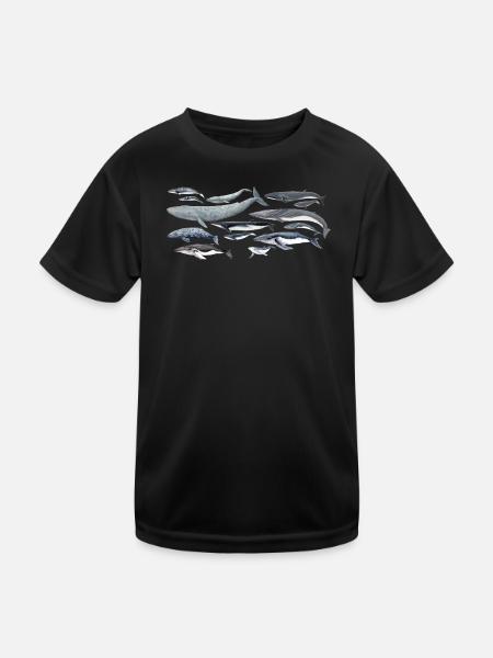 Wale Vielfalt fond transparent - Kinder Funktions-T-Shirt - Schwarz - Vorne