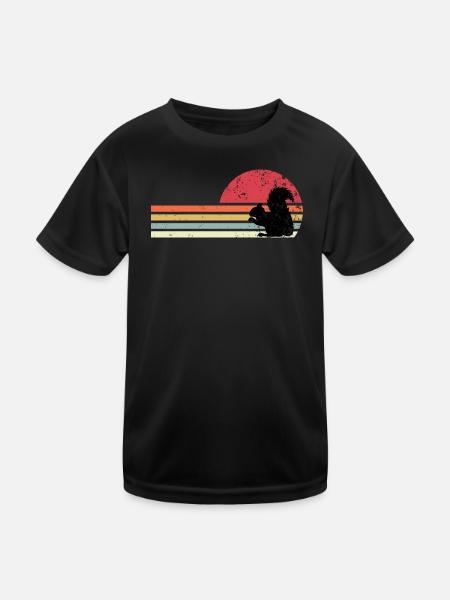 Retro-Eichhörnchen - Kinder Funktions-T-Shirt - Schwarz - Vorne