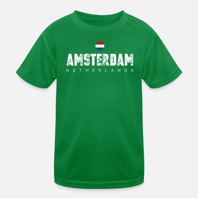 Amsterdam Bold Distressed Typografie Kinder Funktions-T-Shirt