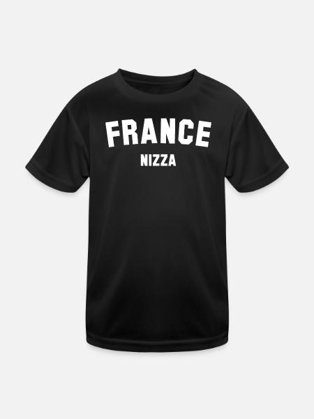 FRANCE NIZZA Frankreich - Kinder Funktions-T-Shirt - Schwarz - Vorne