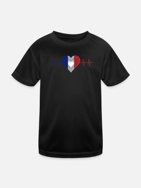 Frankreich France Fußball - Soccer - Kinder Funktions-T-Shirt - Schwarz - Vorne