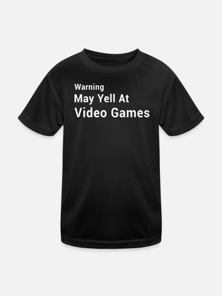 Jeu drôle - Avertissement : Peut-on crier sur les jeux vidéo - T-shirt sport Enfant - noir - Devant
