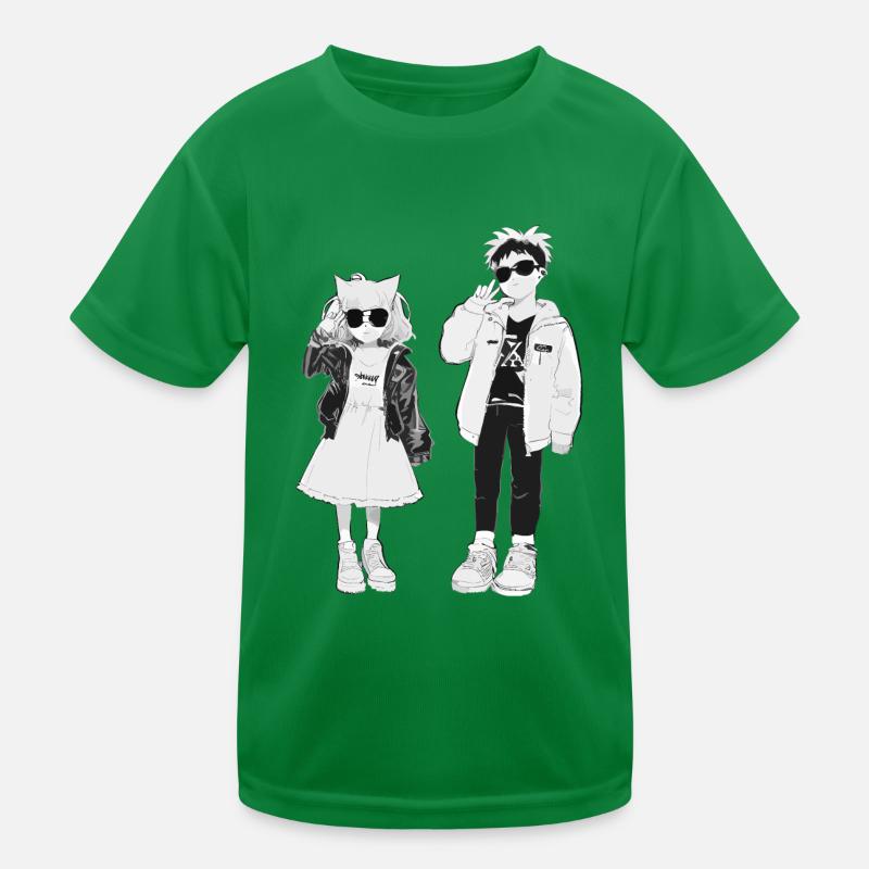 Japanische Coolness in Schwarz-Weiß Kinder Funktions-T-Shirt