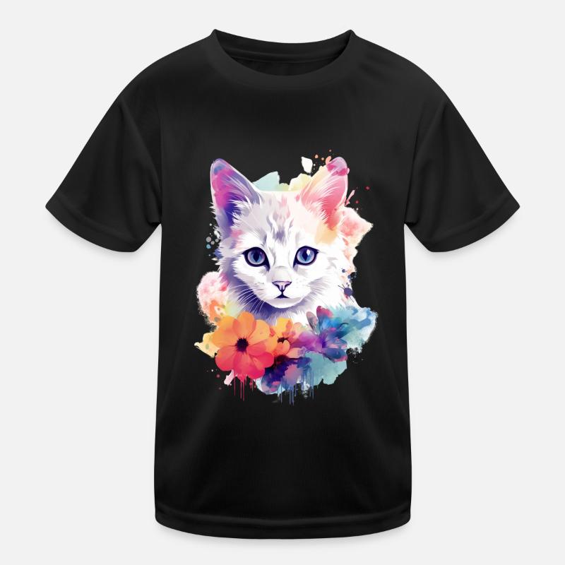 Farbenpracht Kätzchen Kinder Funktions-T-Shirt