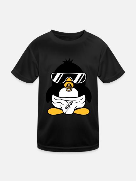 pinguin baby kind schnuller windel sonnenbrille lu - Kinder Funktions-T-Shirt - Schwarz - Vorne