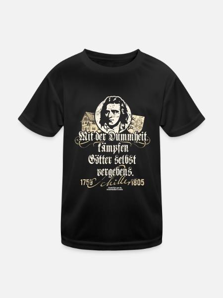 Friedrich Schiller Zitat Dummheit - Kinder Funktions-T-Shirt - Schwarz - Vorne