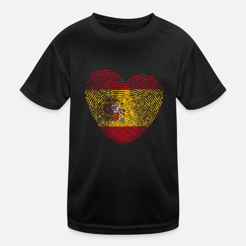 Spain Flag Fingerprint Kids Functional T-Shirt