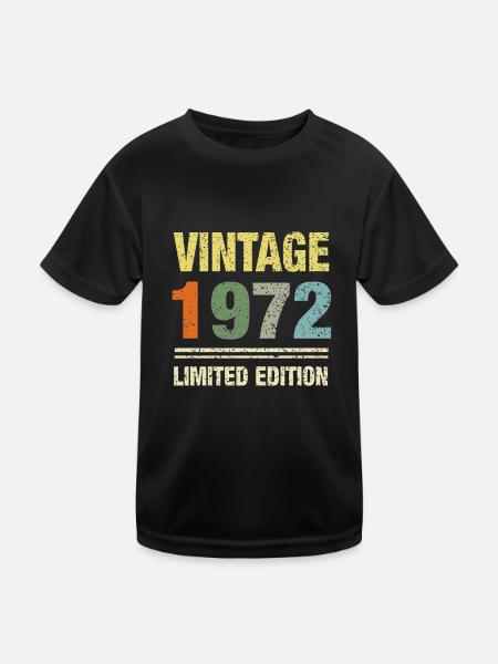 Vintage 1972 Limited - Kinder Funktions-T-Shirt - Schwarz - Vorne