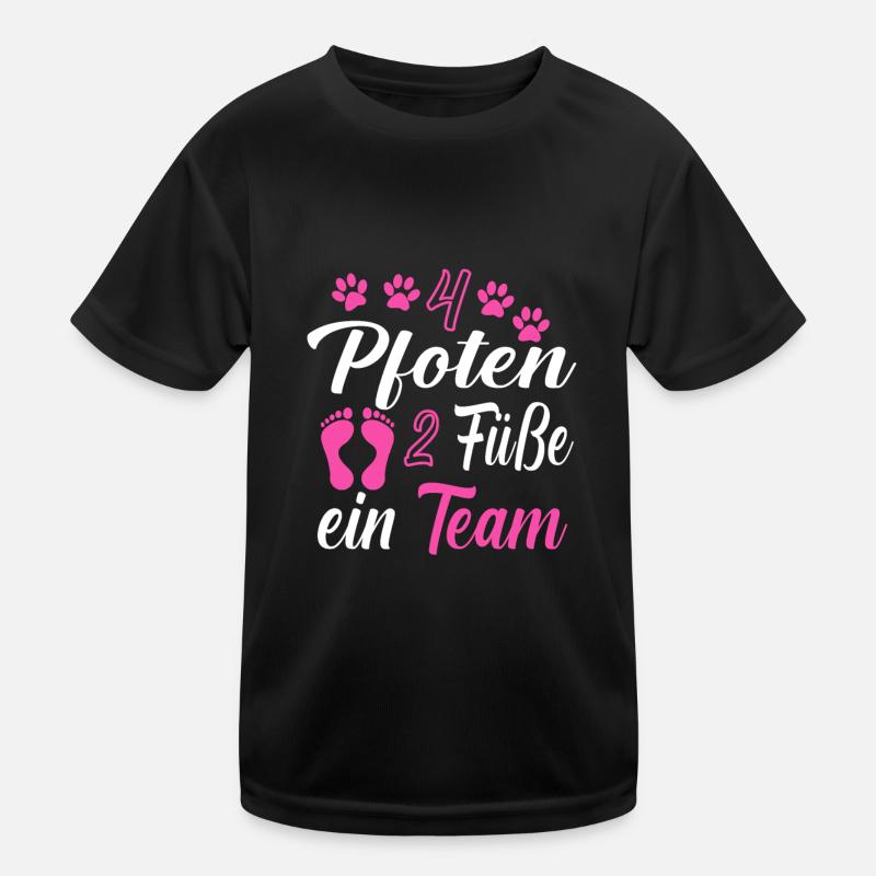 4 Pfoten 2 Füße ein Team Kinder Funktions-T-Shirt