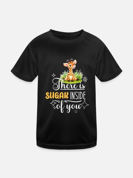 Giraffe Sugar Sweet Saying Girl Boy Baby Spell - Kids Functional T-Shirt - black - Front