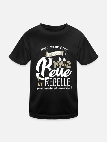 anniversaire 80 ans fille belle et rebelle 1942 - T-shirt sport Enfant - noir - Devant