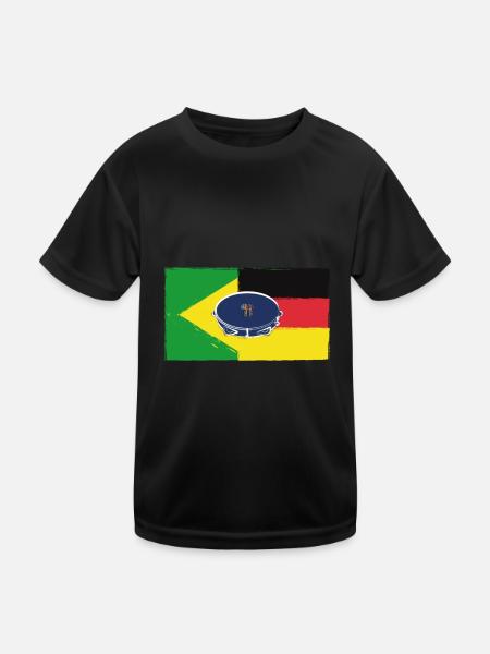 Brasilien-Deutschland-Pandeiro - Kinder Funktions-T-Shirt - Schwarz