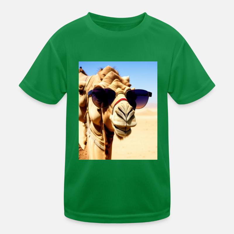 Coole Kamelurlaub Selfie Wüste Sonnenbrille Comic Kinder Funktions-T-Shirt