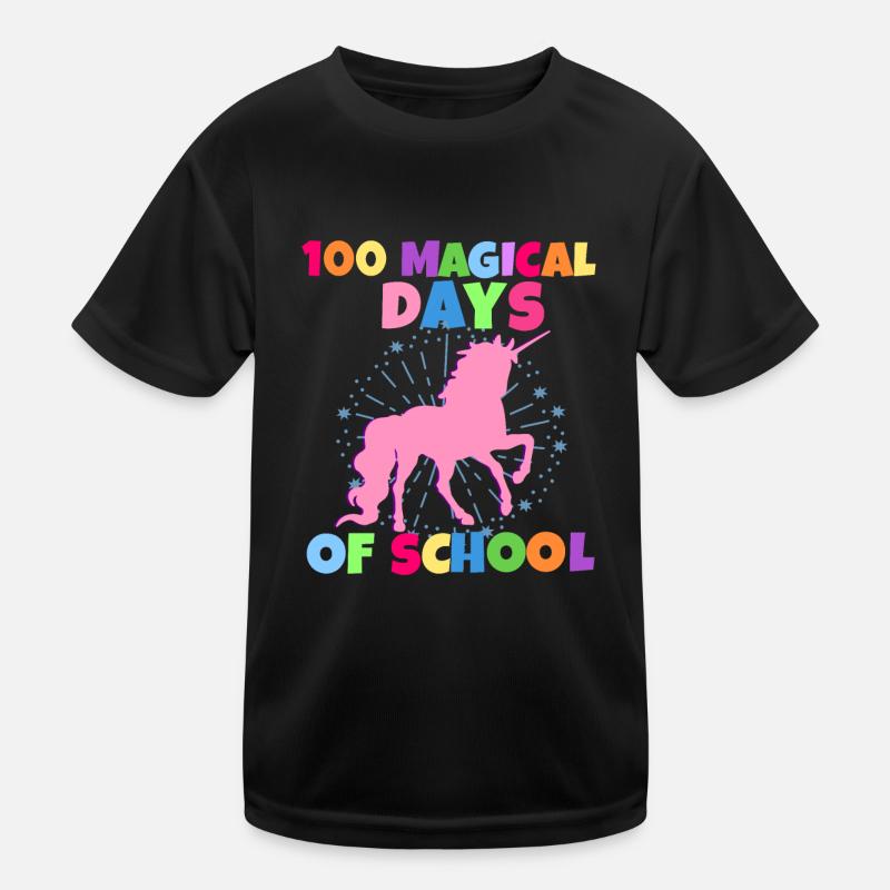 100 Tage Schule Schulkind Feier Einhorn Lehrer Kinder Funktions-T-Shirt