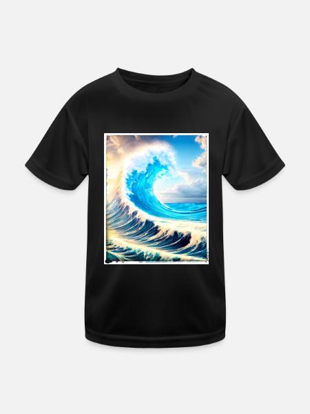 Perfect Wave #002f - Kinder Funktions-T-Shirt - Schwarz - Vorne