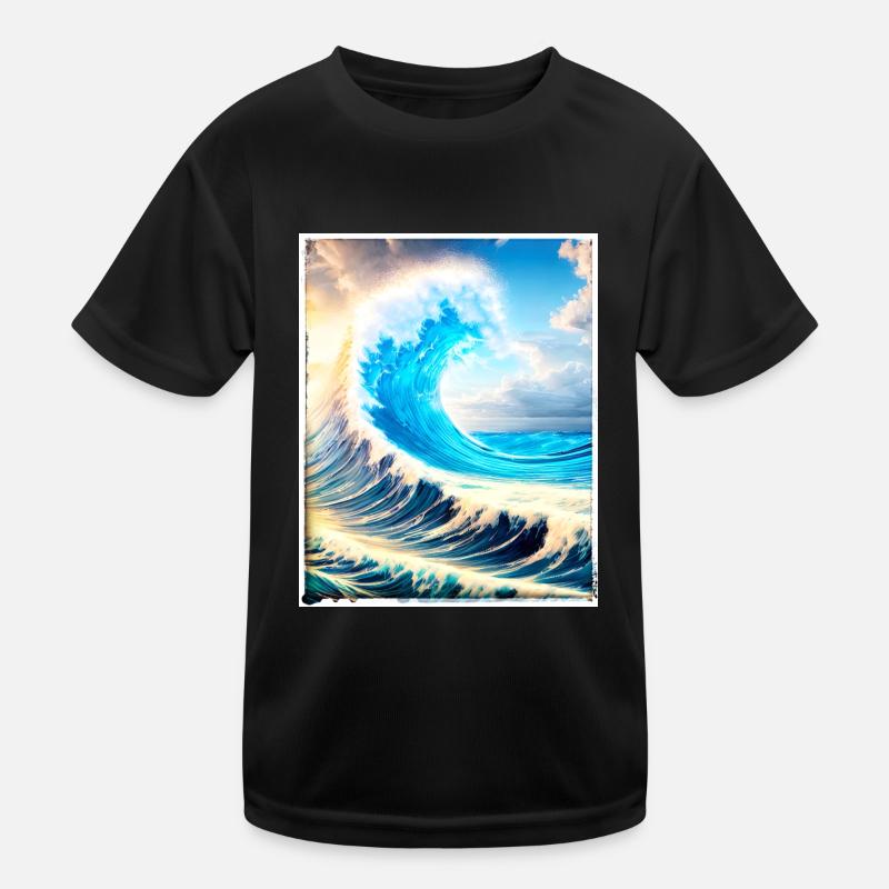Perfect Wave #002f - Kinder Funktions-T-Shirt - Schwarz