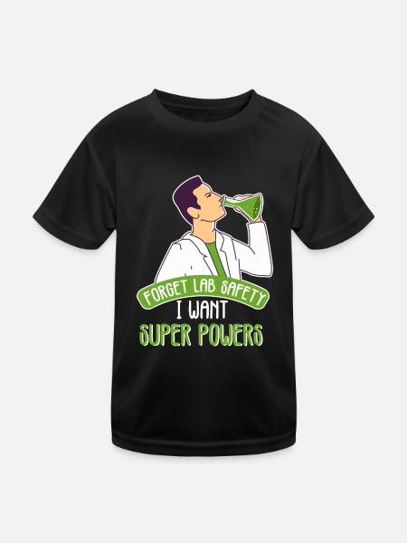 Science Super Power Wissenschaft Chemielehrer - Kinder Funktions-T-Shirt - Schwarz - Vorne